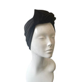 Black Elegant Oversized Front Knot Turban Headband Head Wrap for Women