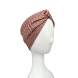 Pink Gold Metallic Ribbed Knit Turban Twist Headband