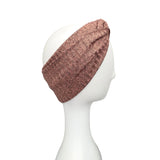 Pink Gold Metallic Ribbed Knit Turban Twist Headband