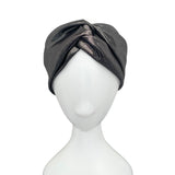  Silver metallic wide turban twist headband