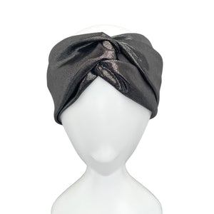 Silver metallic wide turban twist headband