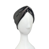 Silver metallic wide turban twist headband