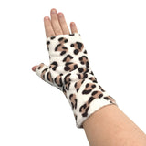 White and brown leopard print fingerless gloves ireland