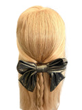 Liquid metal gold barrette hair bow clip
