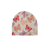Beanie with butterfly pattern on a white background
