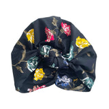 Black Floral Vintage Style Turban Hat