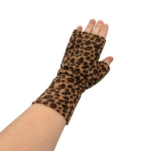 leopard fleece gloves