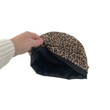 Satin Lined Leopard Beanie Hat