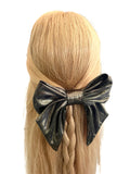 Liquid metal gold barrette hair bow clip