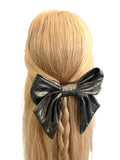 Liquid metal gold barrette hair bow clip