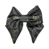 Liquid metal silver fabric hair bow clip