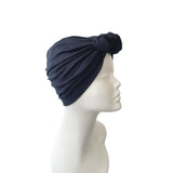 navy blue front knot turban