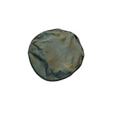 Round green fabric beret on a white background