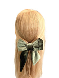 Olive green velvet hair bow barrette