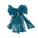 Blue lace bow on a white background