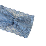 Blue lace headband on a white background