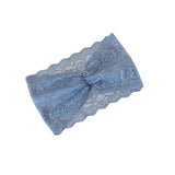 Blue lace headband on a white background