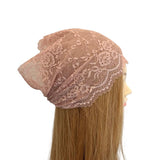 Lace headband on a mannequin head with long blonde hair against a white background