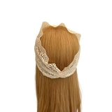 Blonde hair extension with lace detailing on a white background