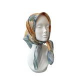 Pastel Floral Silk Feeling Square Satin Scarf 70cm