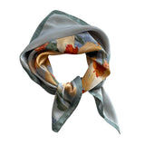 Pastel Floral Silk Feeling Square Satin Scarf 70cm