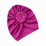 Front Knotted Vintage Style Violet Lined Cotton Turban Hat