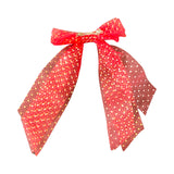 Lightweight long tail red heart ribbon hair bow