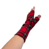 Red plaid glove on a white background