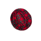 Red plaid beret on a white background