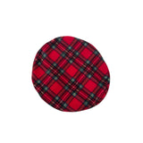 Red and black plaid beret on a white background