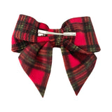 Winter retro red tartan hair bow clip for women