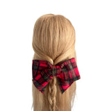 Winter retro red tartan hair bow clip for women