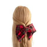 Winter retro red tartan hair bow clip for women