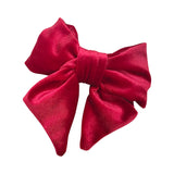 Luxury red velvet hair bow barrette clip 
