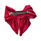 Luxury red velvet hair bow barrette clip 