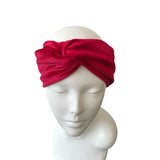 Red Elegant Velvet Twisted Turban Headband Women Head Wrap