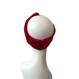 Red Elegant Velvet Twisted Turban Headband Women Head Wrap