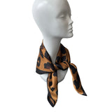 Leopard Print Silk Feeling Square Satin Scarf 70cm