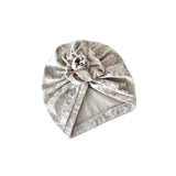 Gray velvet turban on a white background