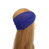 Blue lace headband on a mannequin head with long brown hair against a white background ireland