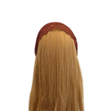 Brown headband with long blonde hair on a white background