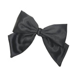 Black silky satin hair bow barrette clip