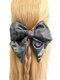 Liquid metal silver fabric hair bow clip ireland