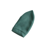 A dark teal green fleece beanie hat with a ribbed cuff, shown on a plain white background.
