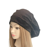 Mannequin head with a black cap on a white background