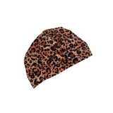 Leopard print headscarf on a white background