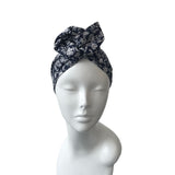 Navy floral wired headband