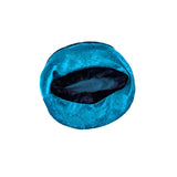 Blue bean-shaped cushion on a white background
