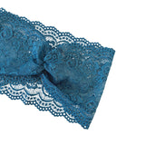 Blue lace fabric on a white background