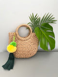 Green and Yellow Bag Charm | Colourful Pom Pom Keyring